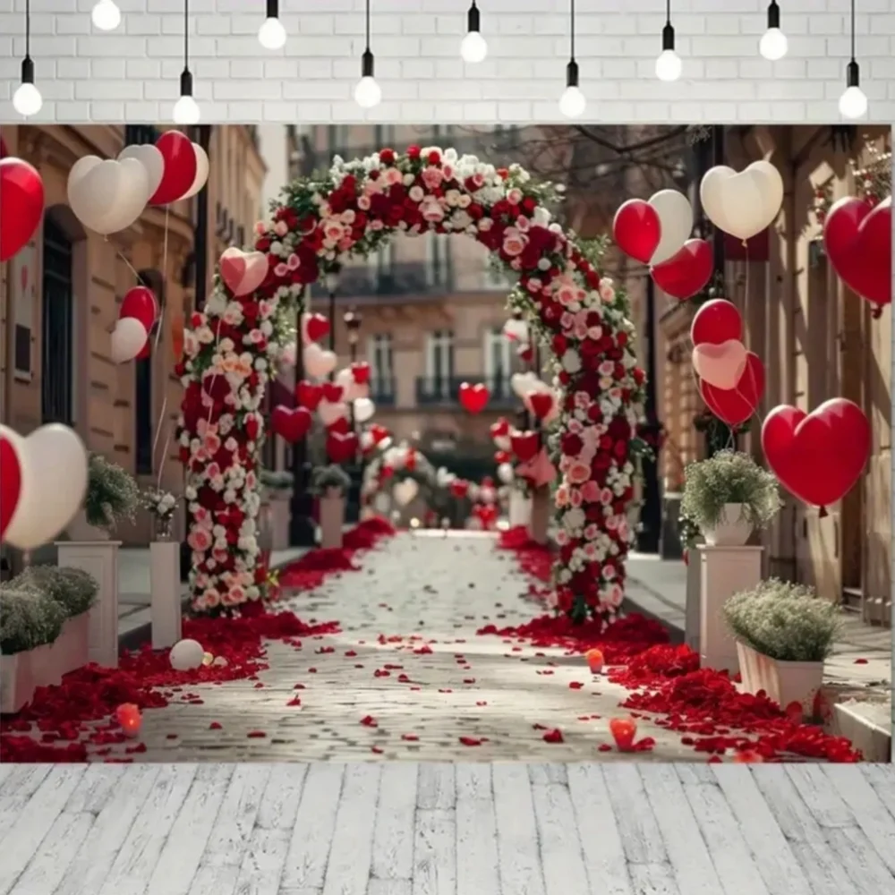 New Red & Pink Flower Love Heart Backdrop/Tapestry V5